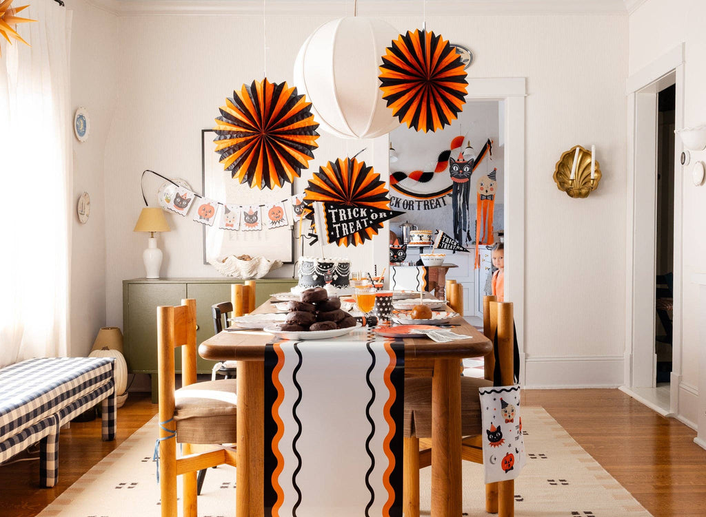Orange and Black Large Tissue Fans