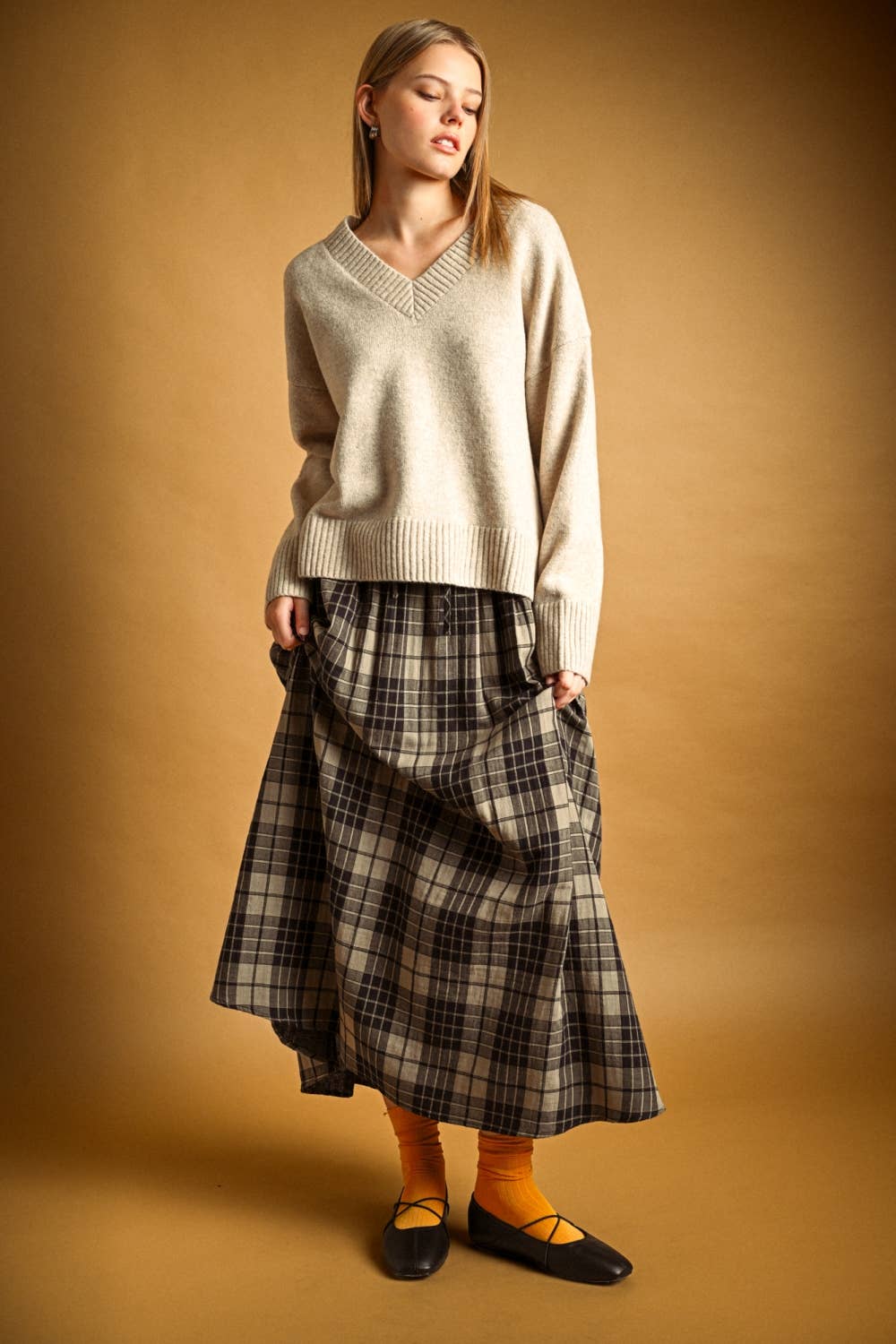 PLAID A-LINE SKIRT