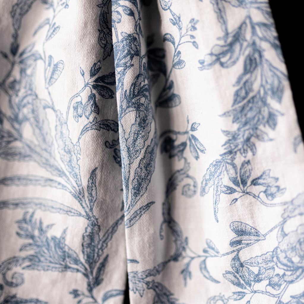 Bows Star Toile Baby Blue Fabric