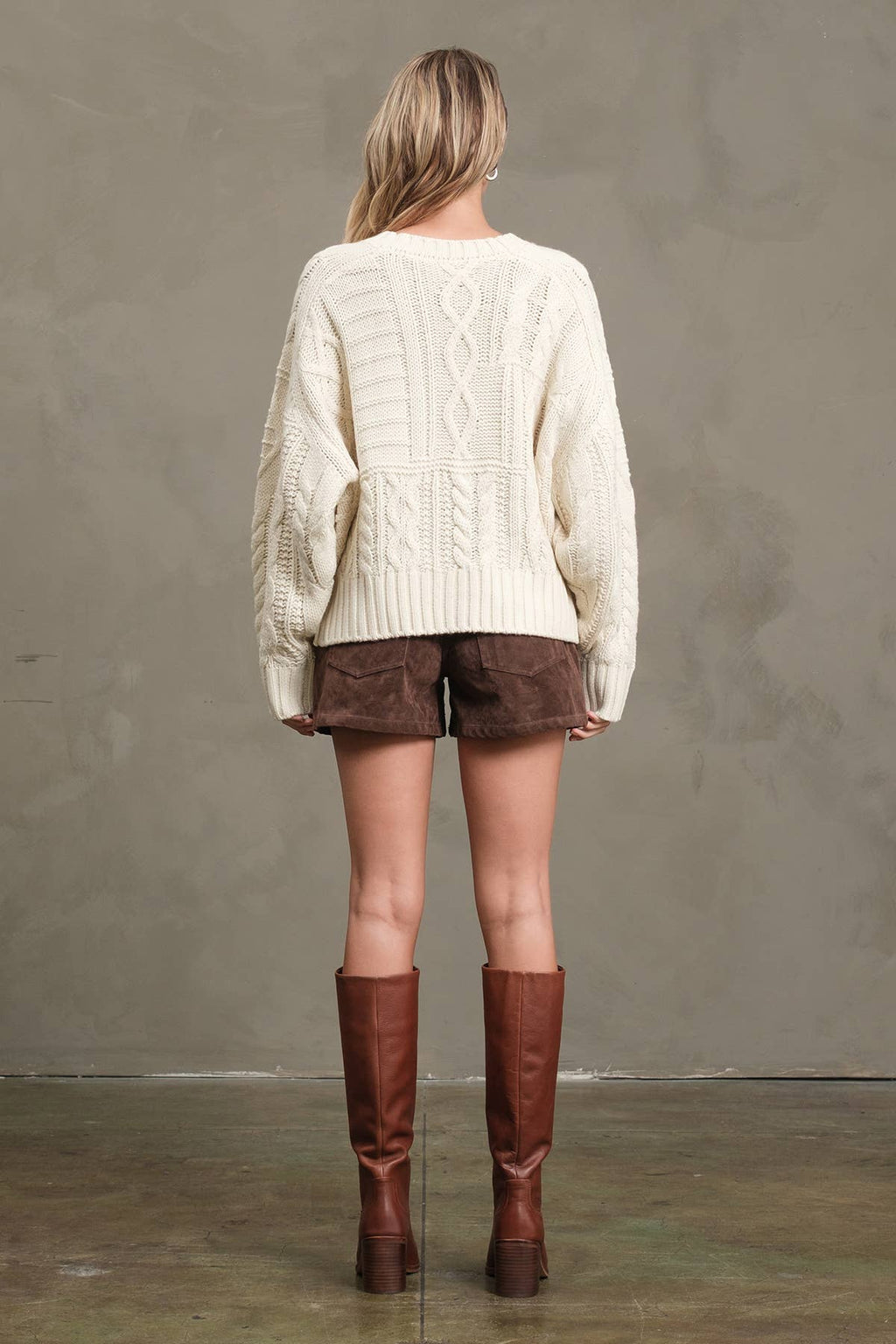 Cable Knit Varsity Sweater