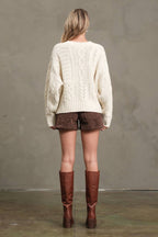 Cable Knit Varsity Sweater