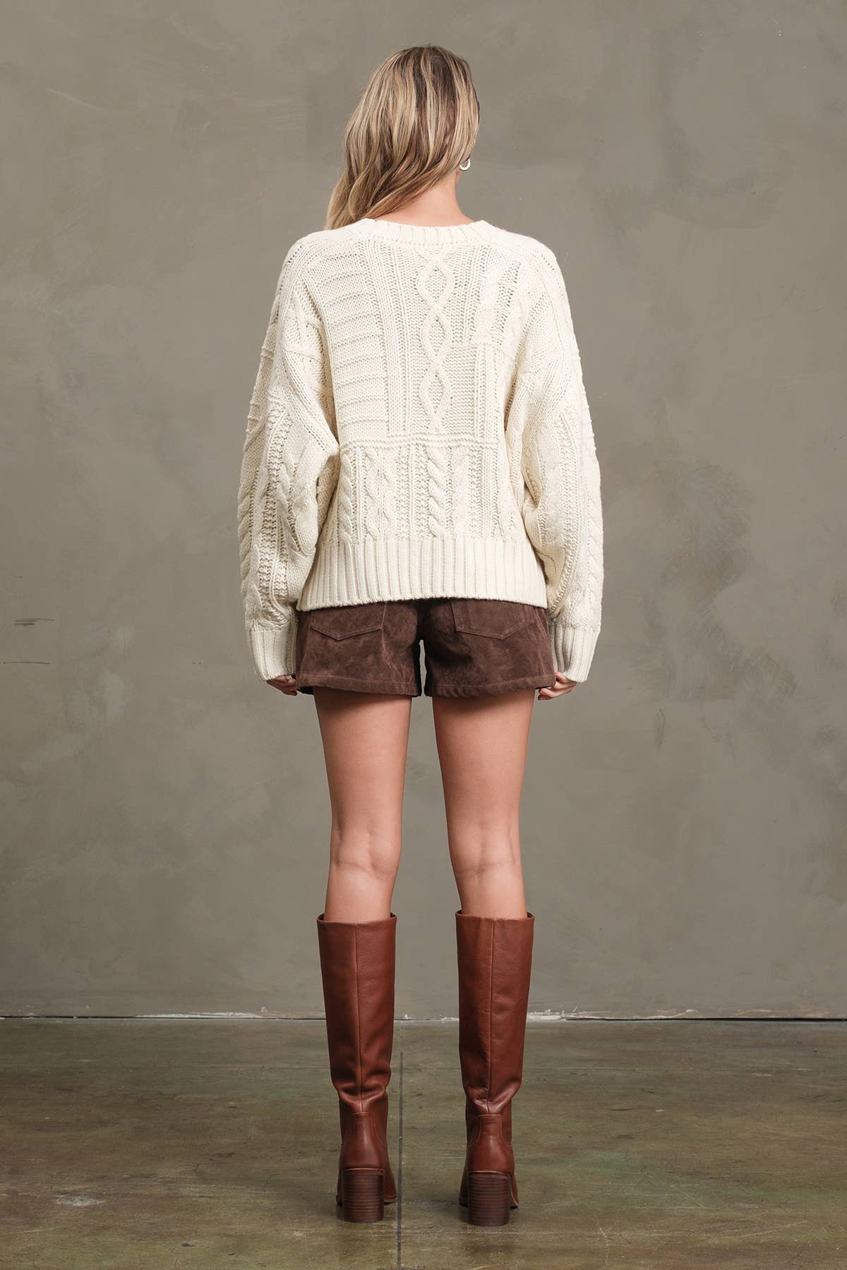 Cable Knit Varsity Sweater