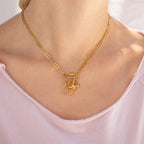 18K Gold Paperclip Carabiner Necklace