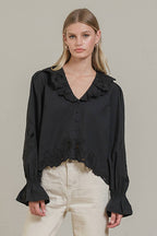 Embroidery Ruffle Blouse