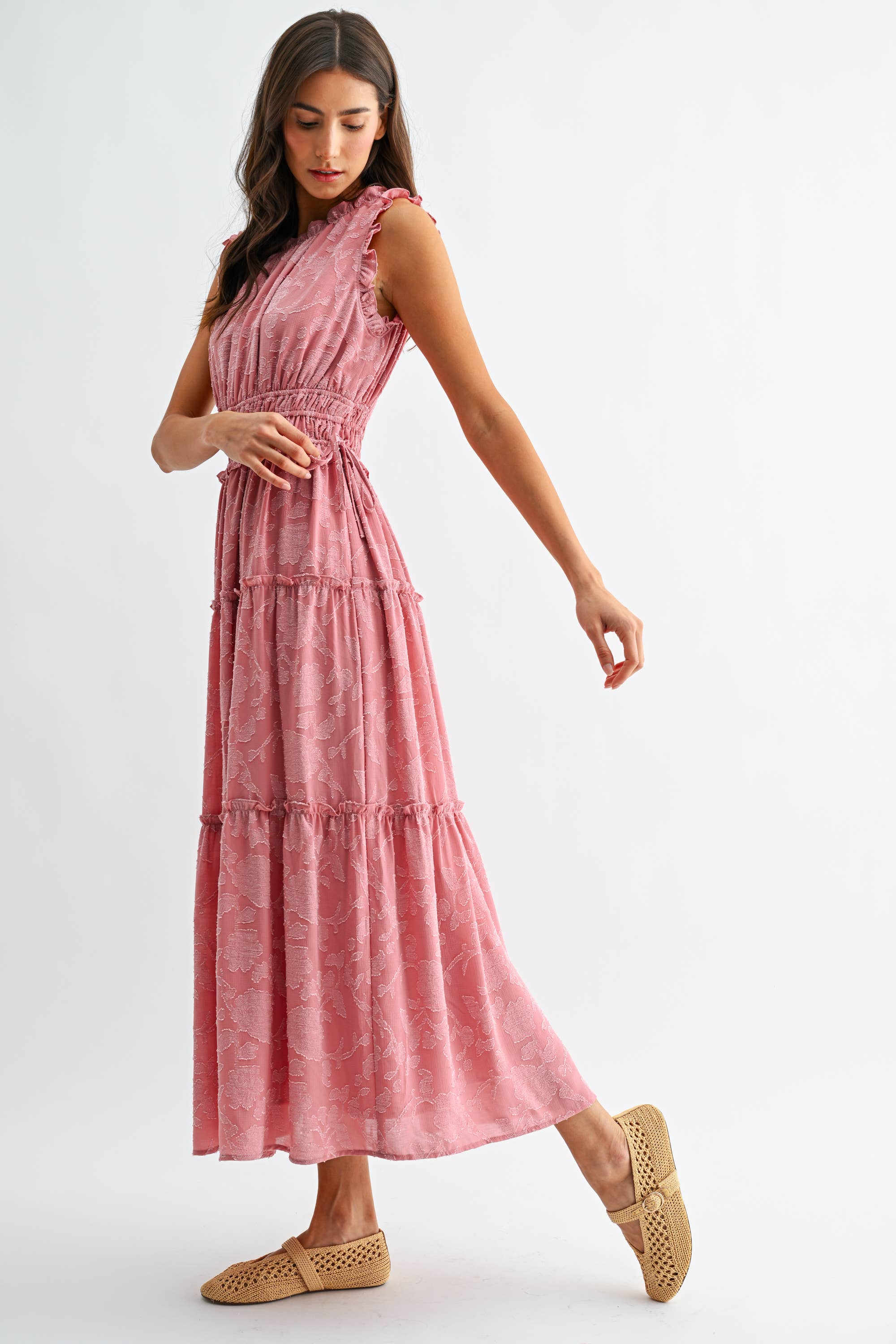 Sleeveless Tiered Floral Maxi Dress