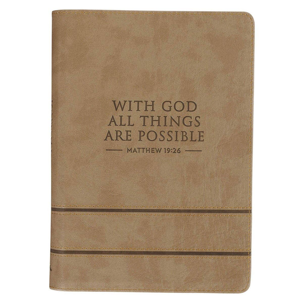 Journal Classic Zip Taupe All Things are Possible Matt 19:26
