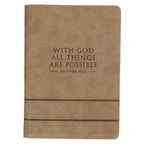 Journal Classic Zip Taupe All Things are Possible Matt 19:26