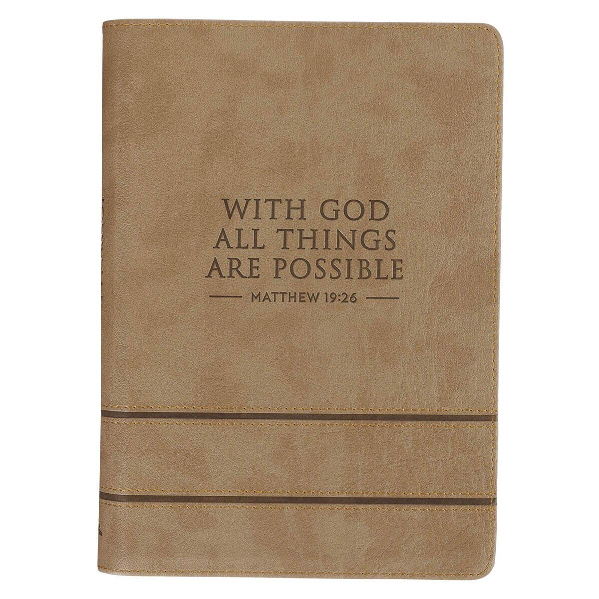 Journal Classic Zip Taupe All Things are Possible Matt 19:26