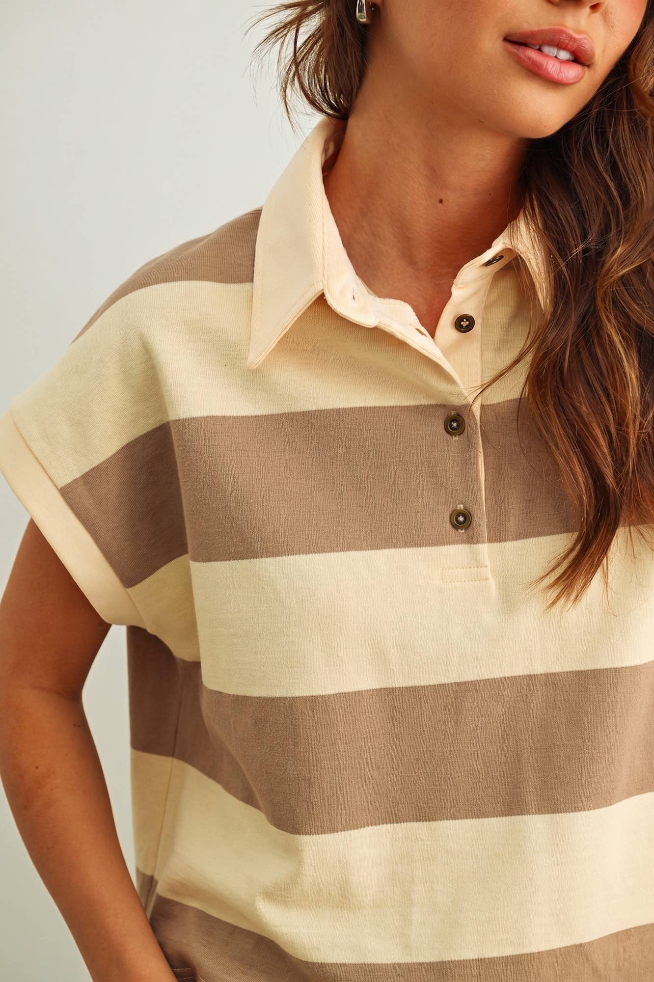 WIDE STRIPED SSLV POLO SHIRTS
