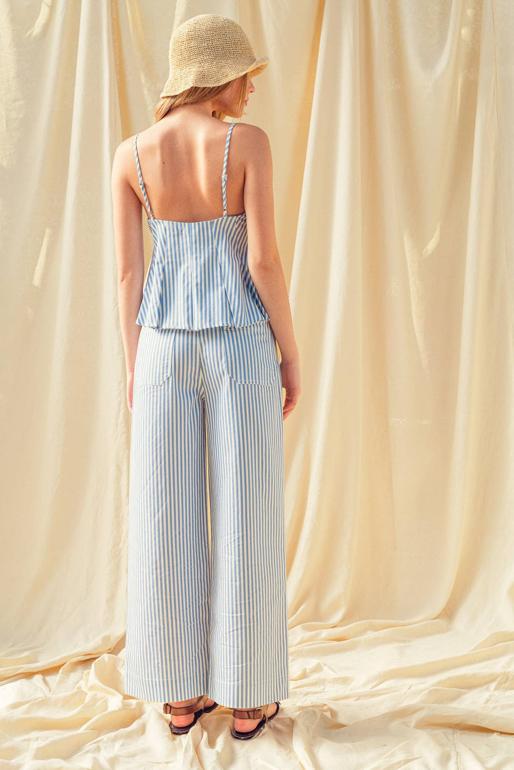 STRIPE STRETCH FABRIC POCKET FRONT PANTS