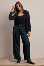 Satin Wide Leg Pleated Pants