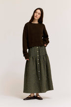 FRONT BUTTON CHECK SKIRT
