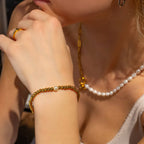 18K Gold Stretch Bracelet with Pearl