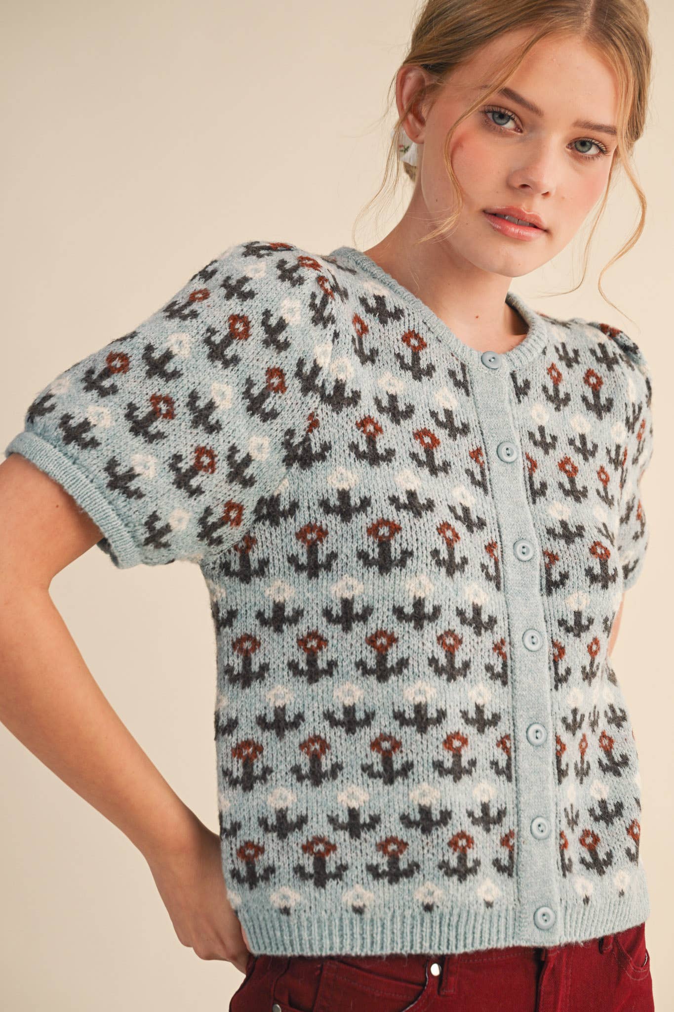 Floral Short Sleeve Cardigan