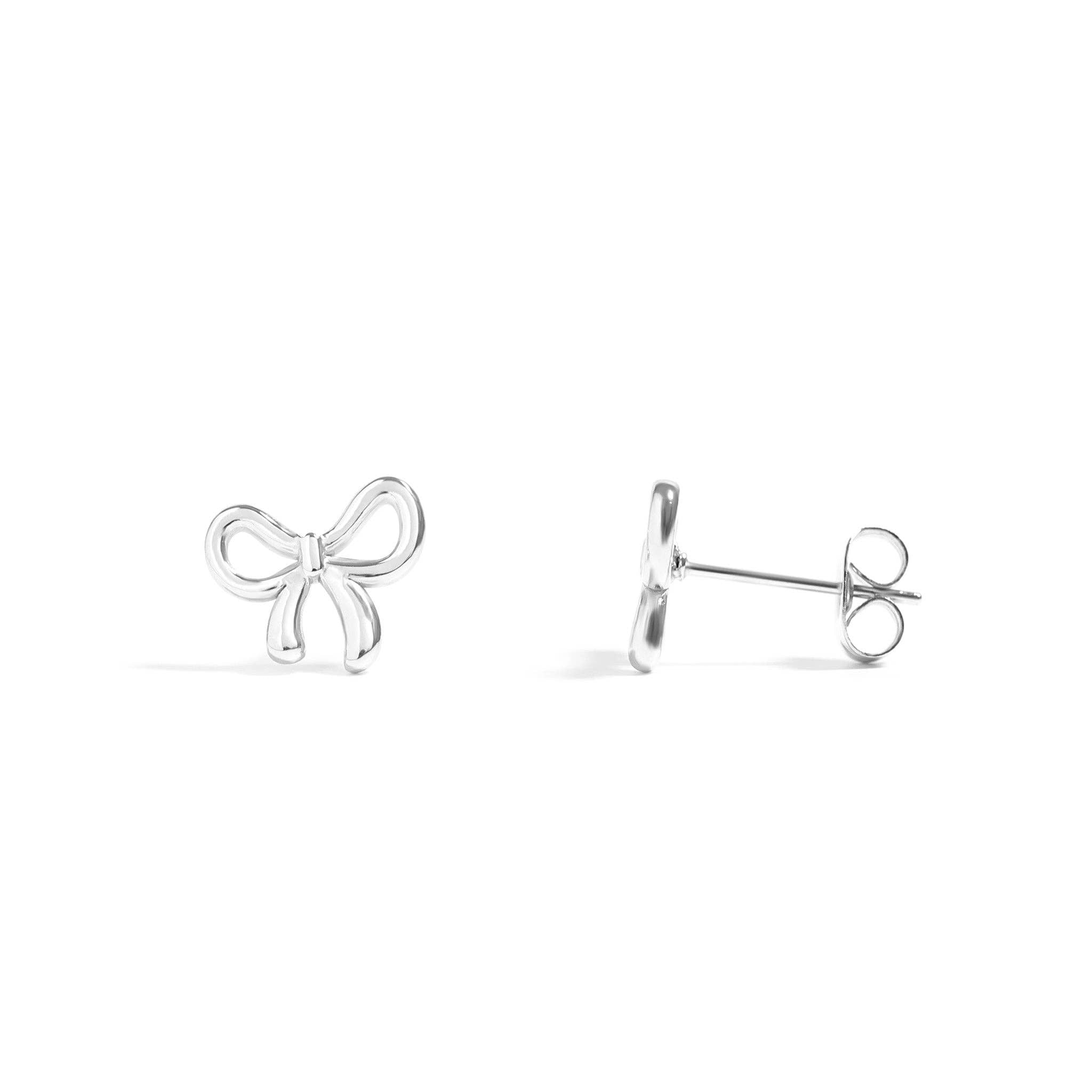 18K Gold Bow Stud Earrings