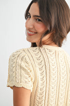 Lace Knit Pearl Button Cardigan