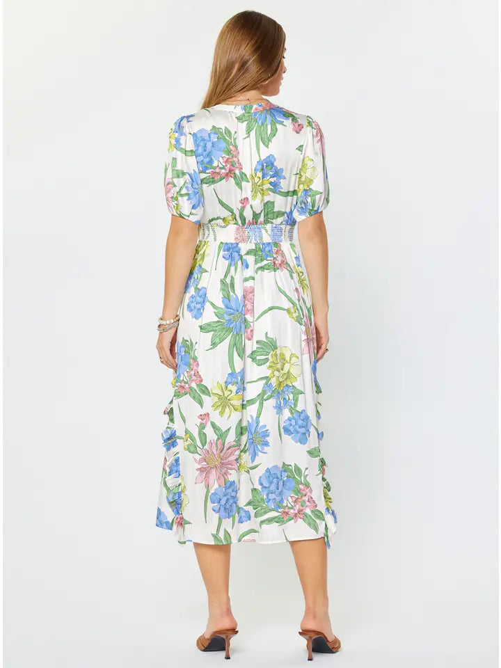 Floral Printed Ruffle Midi Dress