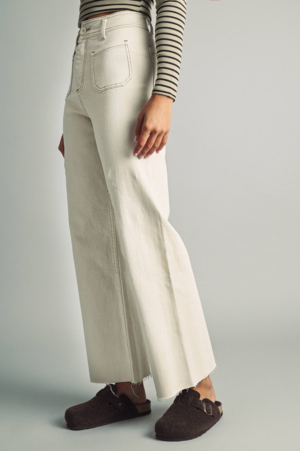 STRAIGHT WIDE LEG PANTS WITH FRONT POCKET