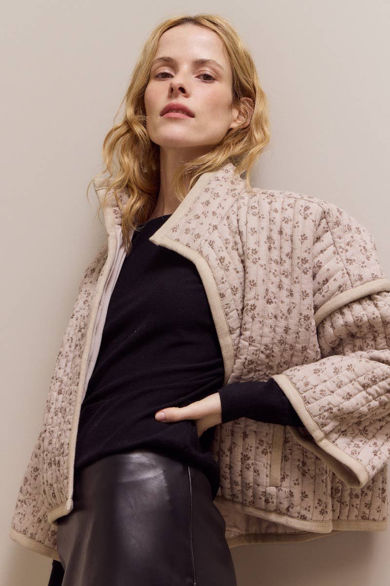 High Neck Collar Quilted Jacket