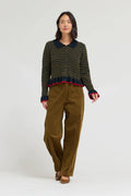 RUFFLE HEM BUTTON DOWN CARDIGAN