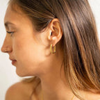 18K Gold Oval Huggie Earrings
