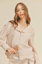 Ruffle Collar Button Down Top