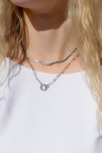 18K Gold Paperclip Rhinestone Necklace