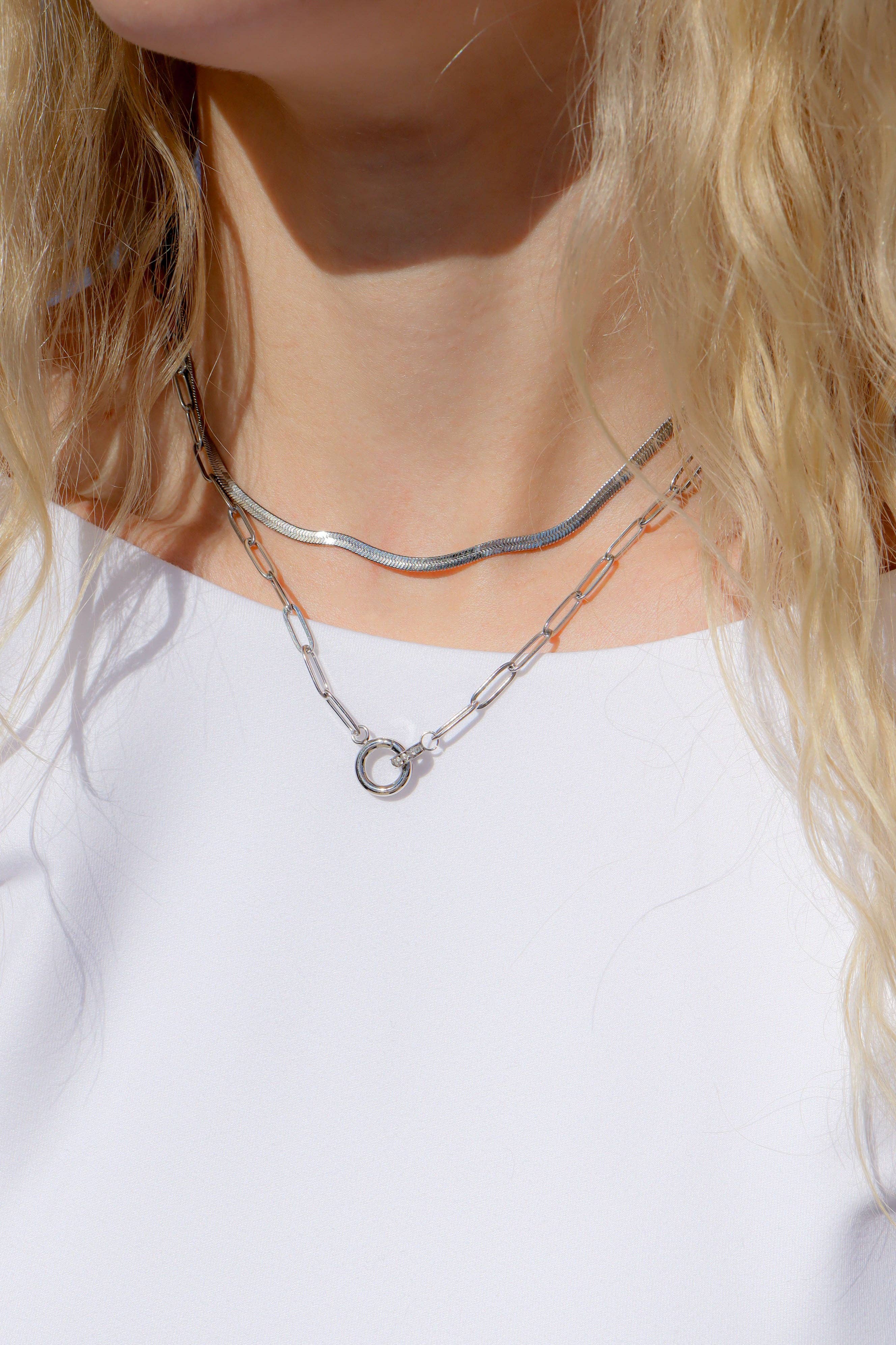 18K Gold Paperclip Rhinestone Necklace