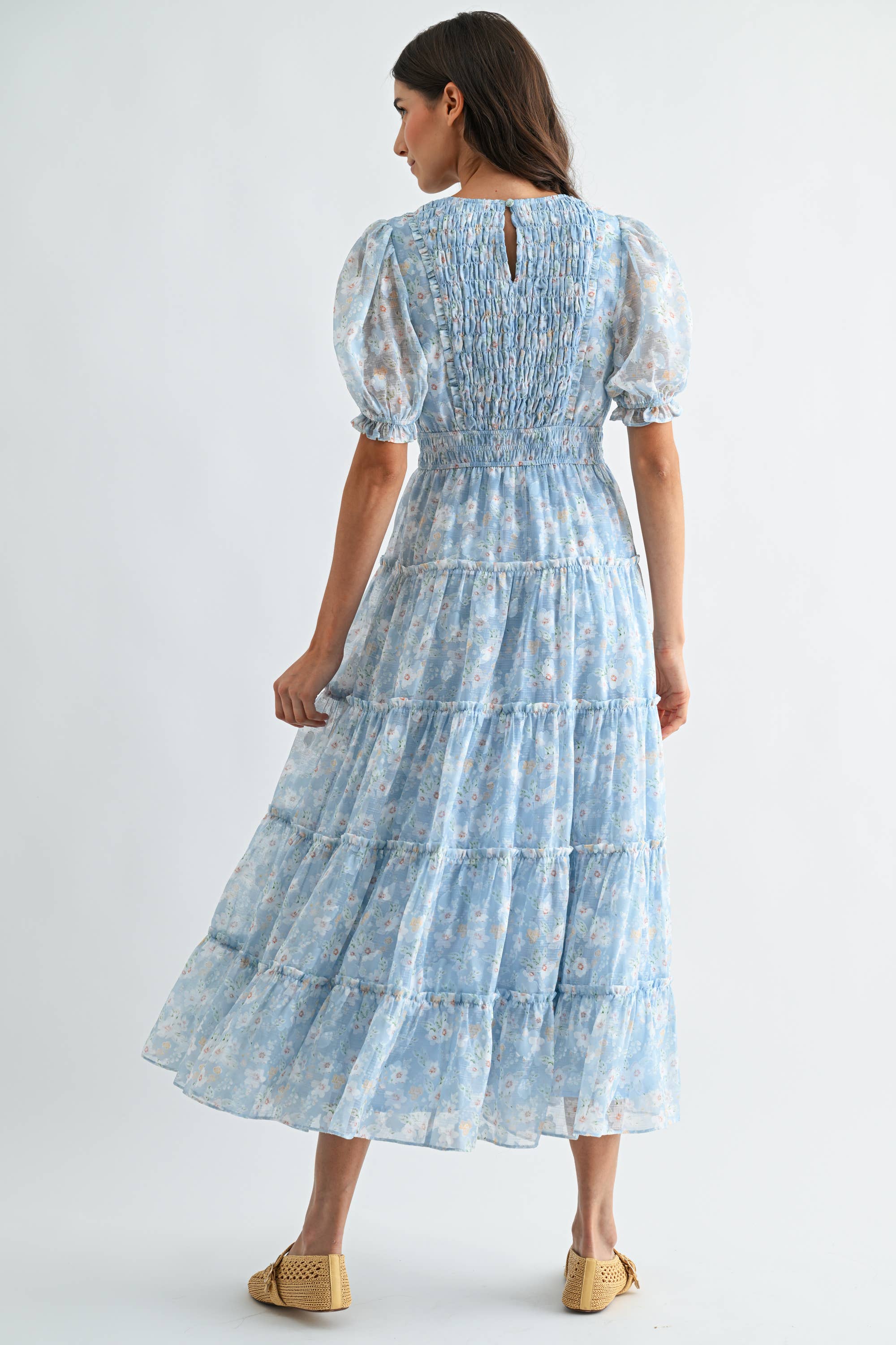 Floral Maxi Dress with Puff Sleeves