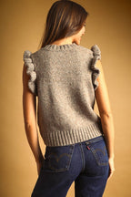 RUFFLE SLEEVE SWEATER TOP
