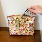 Color Block Floral Makeup Bag