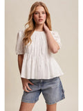 Embroidered Rose Peplum Blouse