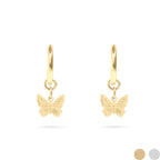18K Gold Butterfly Huggie Earrings