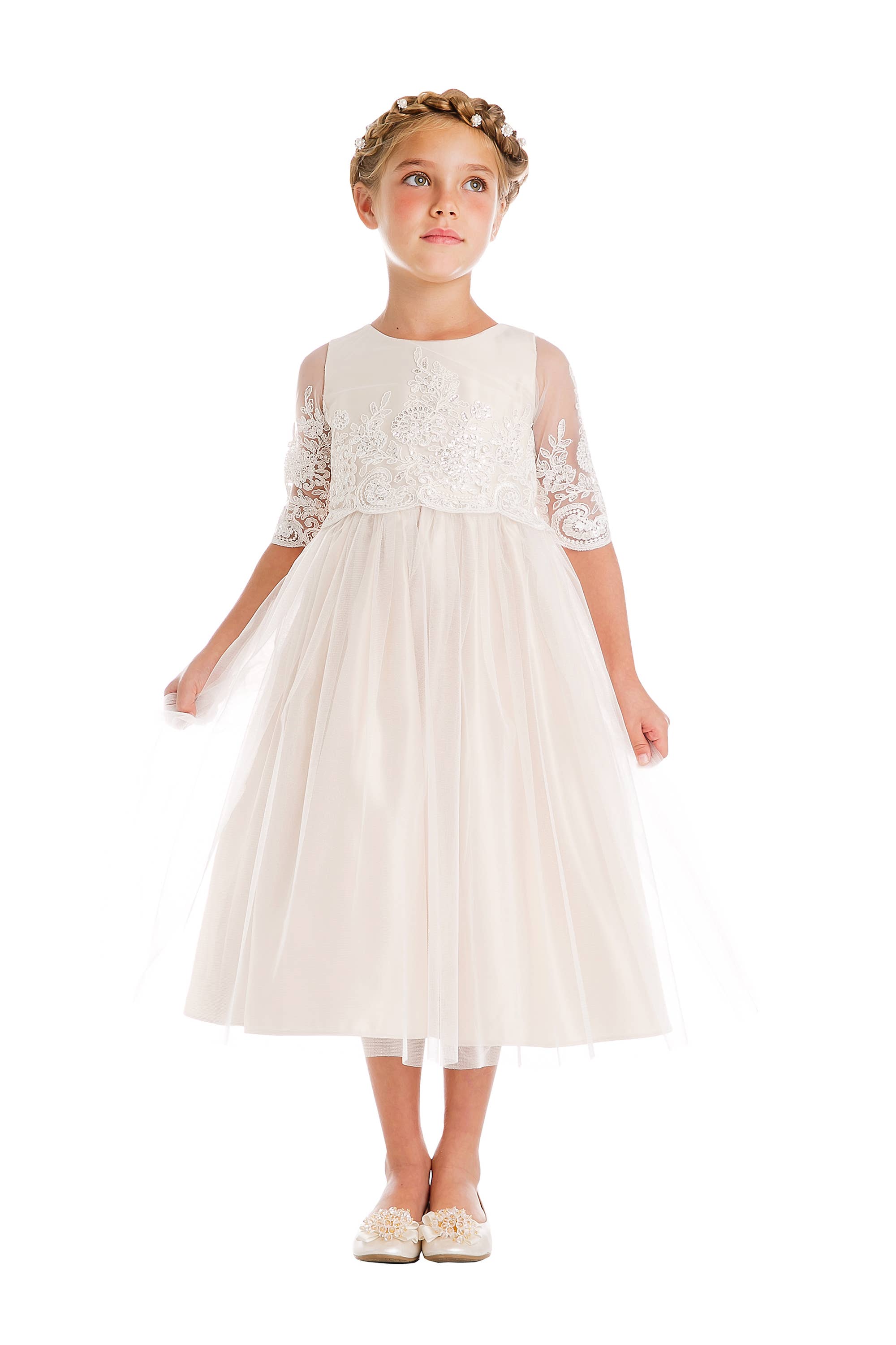 Scalloped Lace Girls Dress