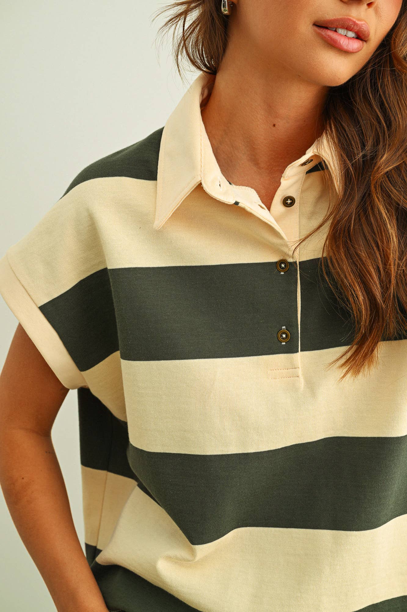WIDE STRIPED SSLV POLO SHIRTS