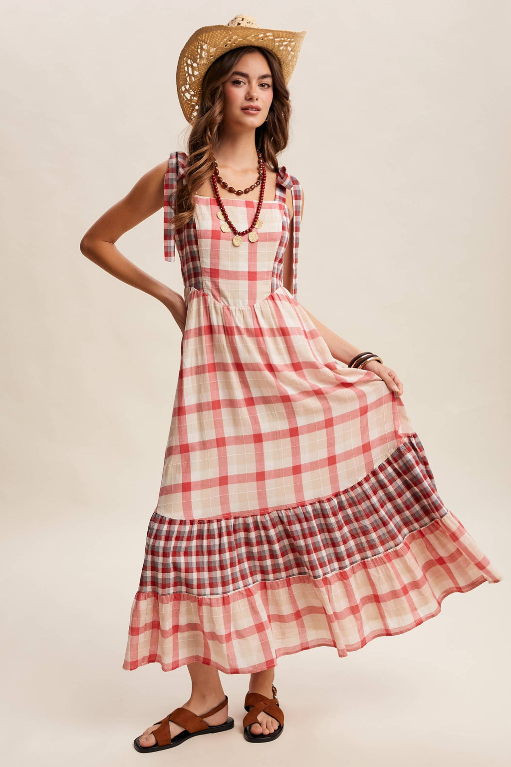 Gingham Tiered Maxi Dress