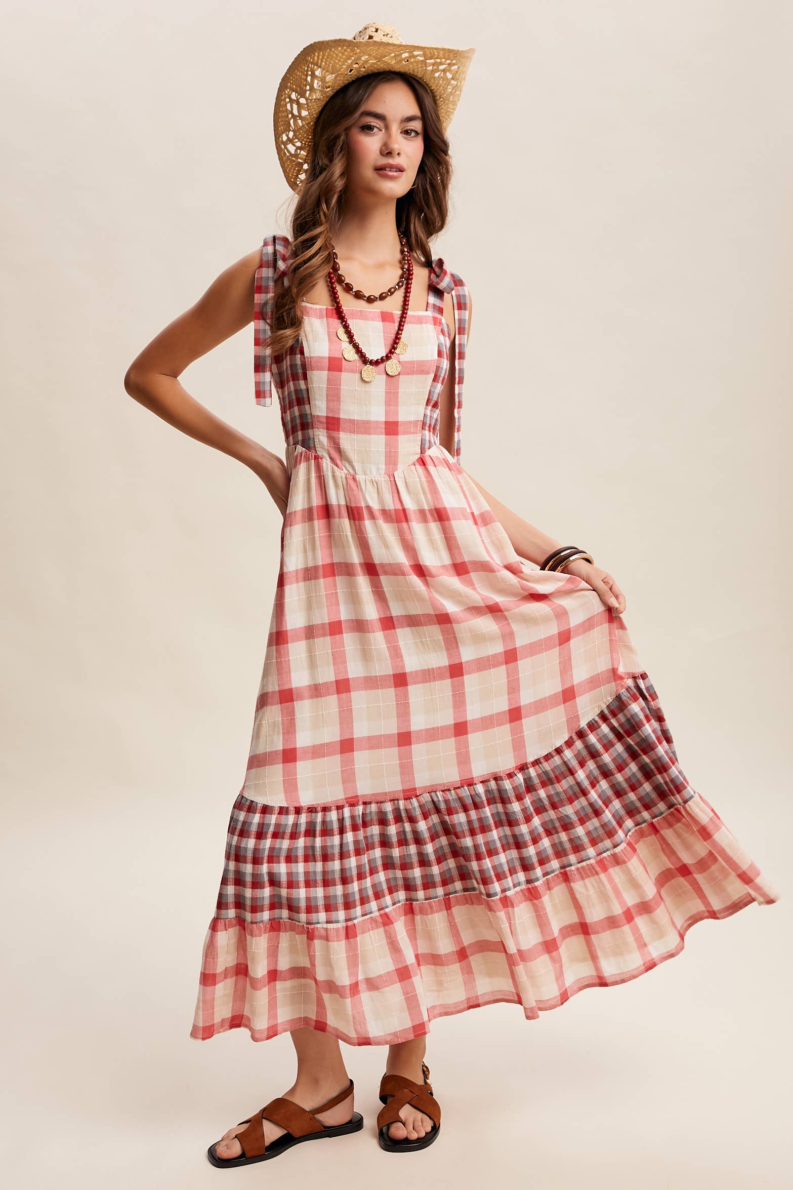 Gingham Tiered Maxi Dress