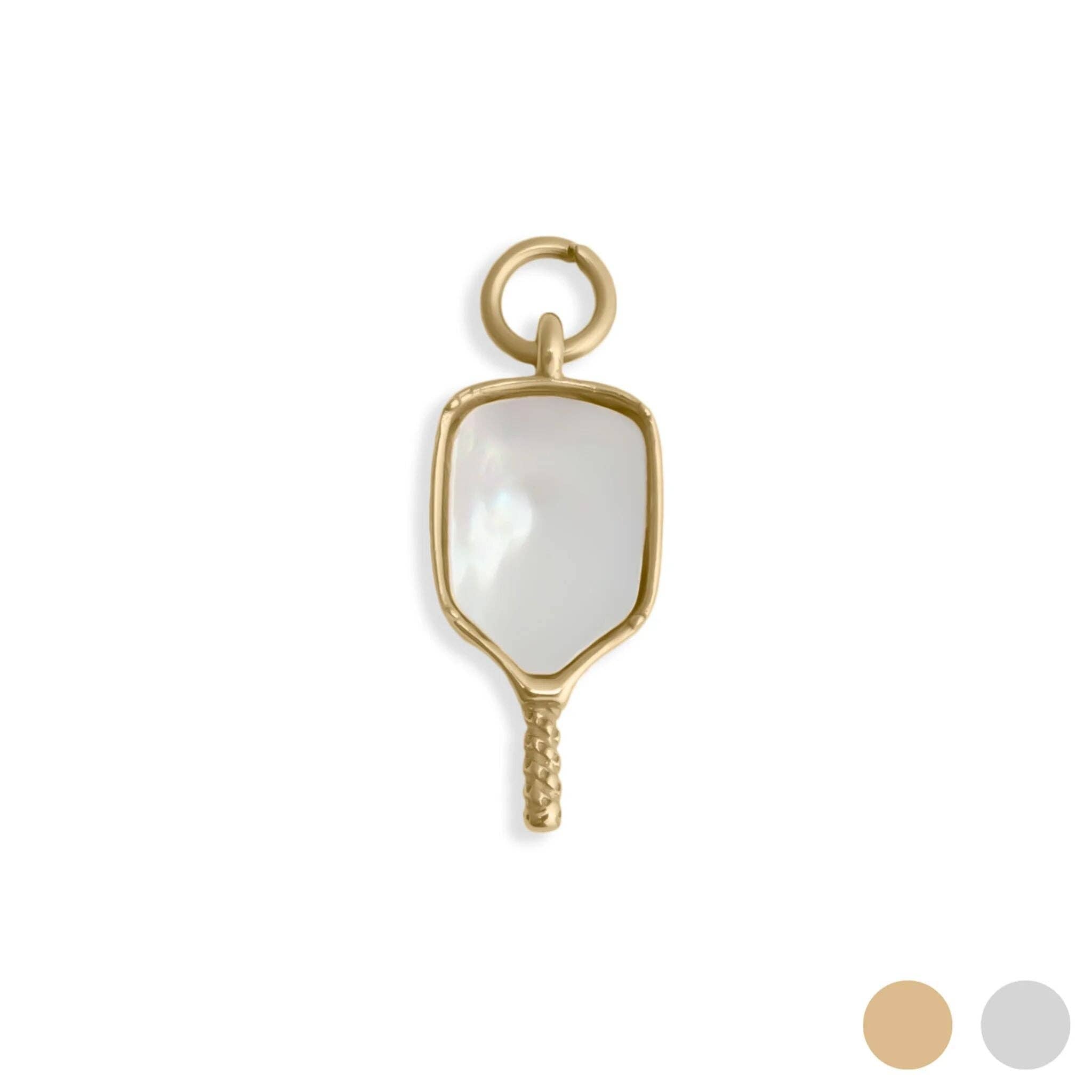18K Gold Mother Of Pearl Pickleball Charm