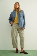 MINI CHECKER PATTERN BARREL PANTS