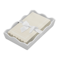 Ceramic Wave Napkin Tray with Guest Towel - Scalloped Edge Cream