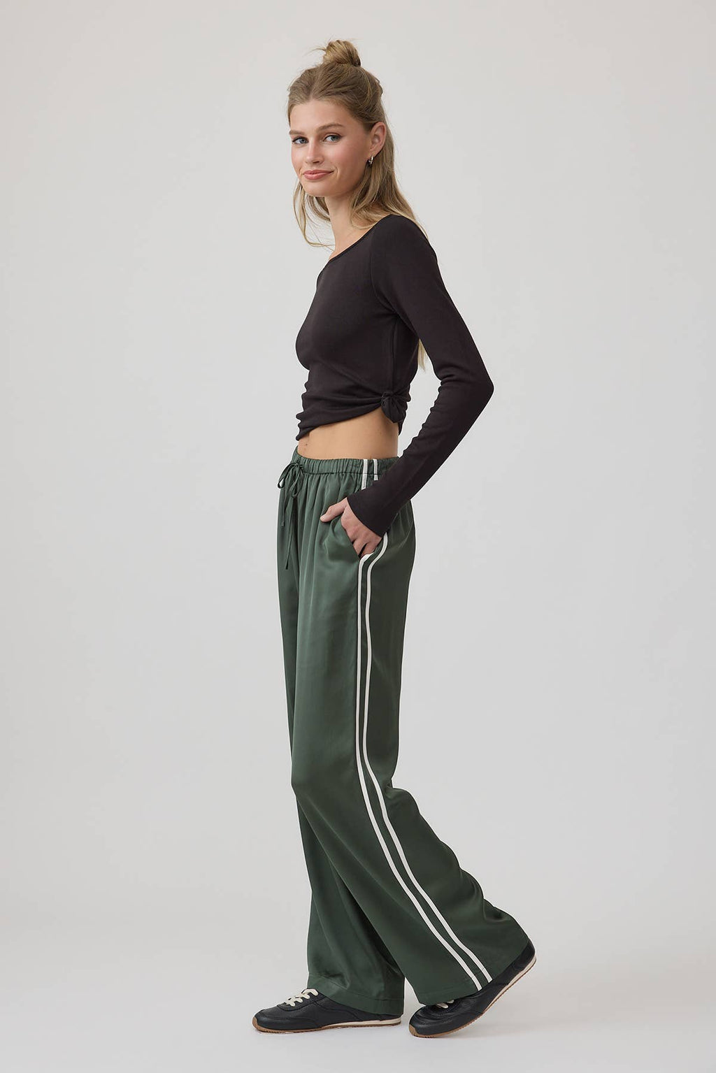 Elastic Waist Straight Pants