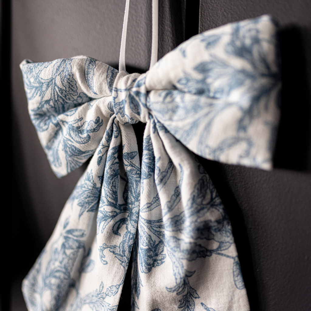 Bows Star Toile Baby Blue Fabric