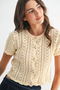 Lace Knit Pearl Button Cardigan