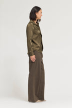 HIDDEN PLACKET SATIN SHIRT