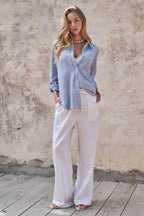 Coastal Striped Linen-Blend Button Down Shirt