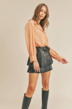 Ruffle Collar Button Down Top