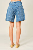 SMALL POLKA DOT BARREL SHORTS WITH BELT