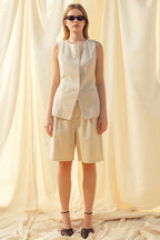 COTTON LINEN BERMUDA SHORTS