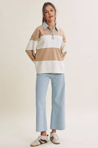 HERITAGE WEEKEND MINERAL-WASHED TWILL TERRY MIXED RUGBY TOP