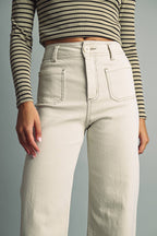 STRAIGHT WIDE LEG PANTS WITH FRONT POCKET